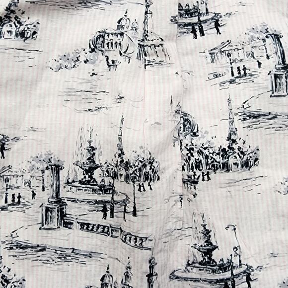 Charter Club Top Womens S Pink Black Toile-Print Linen Blend Roll Tab Sleeves - Picture 6 of 13